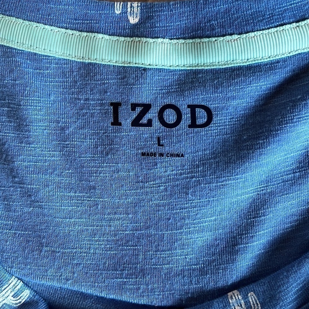 IZOD Cactus Print Tie Hem Comfy Short Sleeve Loose Size Large - Picture 8 of 11